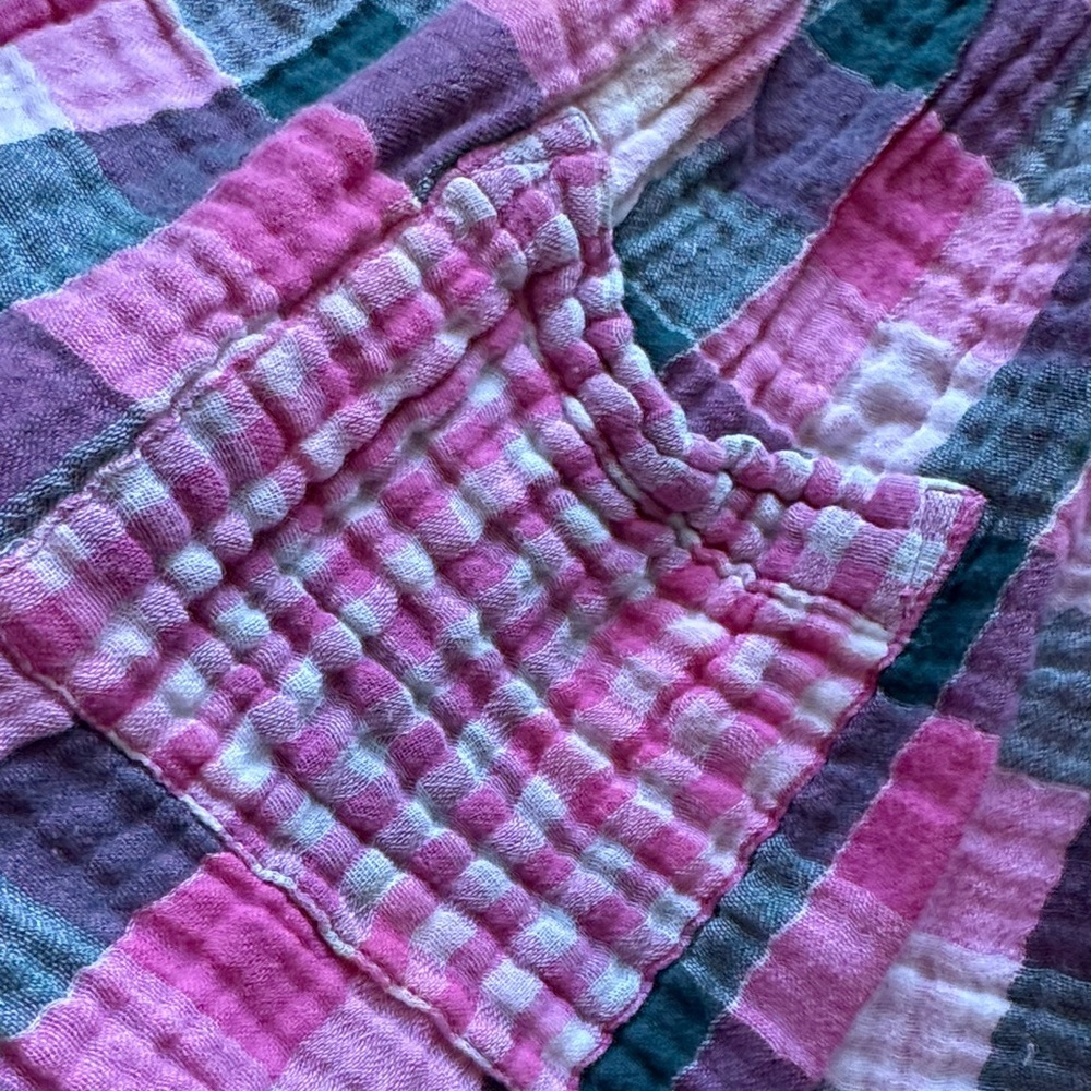 Tucker + Tate Pink Teal Plaid Flutter-Sleeve Dress - Picture 3 of 5